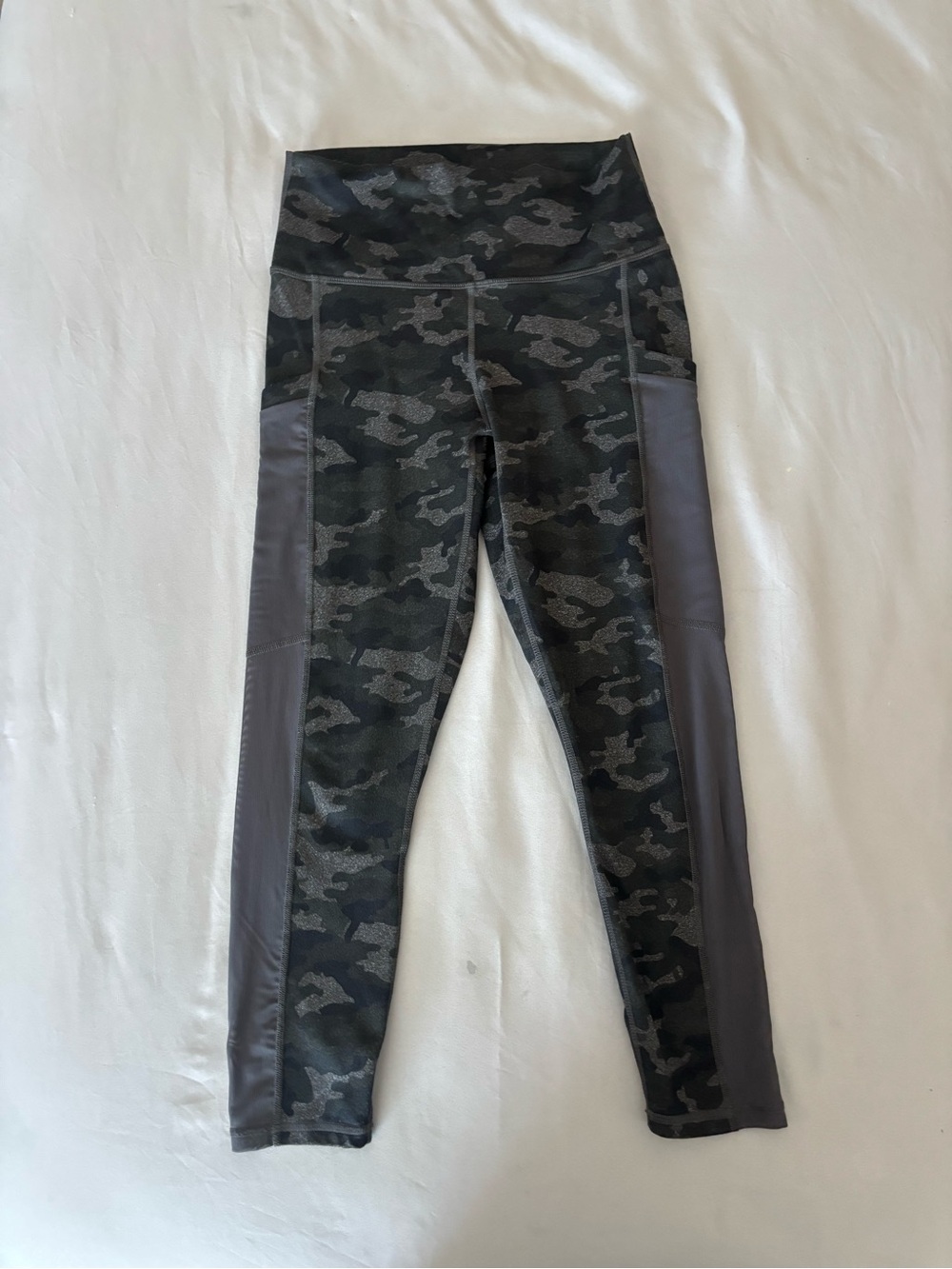 Fabletics PowerHold Gray Camo High-Waisted Leggings
